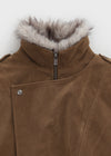Delking Fur High Neck Suede Jacket