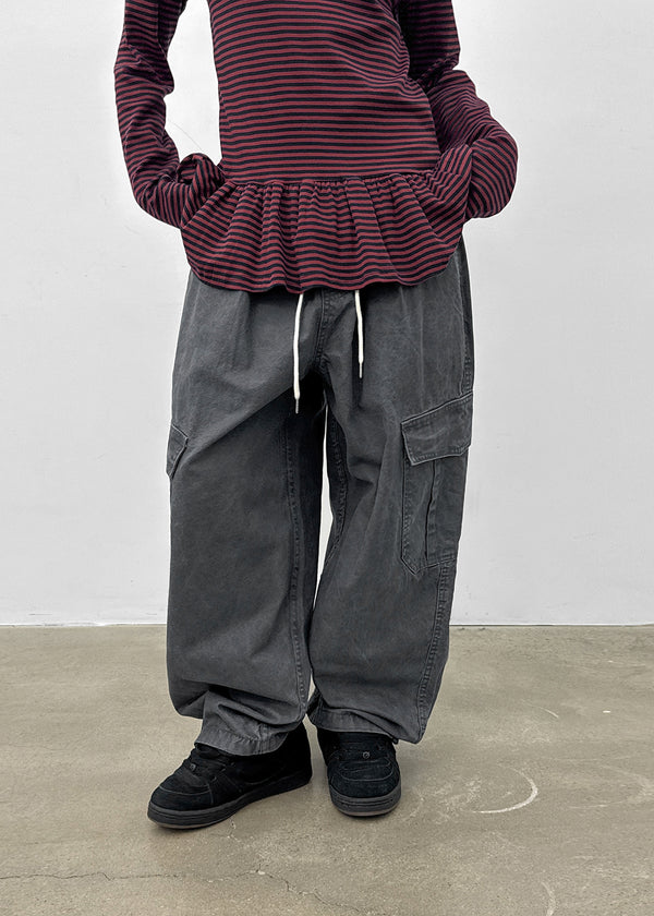 (UNISEX) Epsol Balloon Washing Cargo Banding Pants