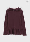 Tolsha Stripe Frill Hooded Long Sleeve T-shirt