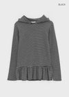 Tolsha Stripe Frill Hooded Long Sleeve T-shirt