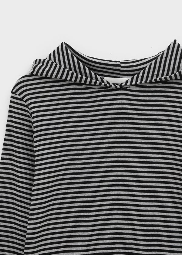 Tolsha Stripe Frill Hooded Long Sleeve T-shirt