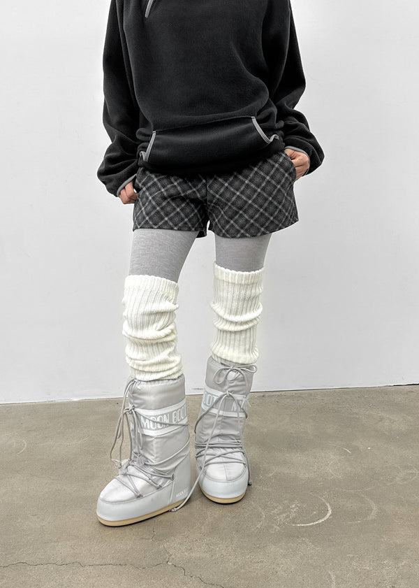 Skoya Wool Check Banding Shorts