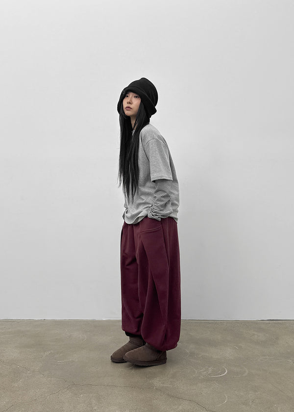 Milat Stripe Short Sleeve Layered Long Sleeve T-shirt