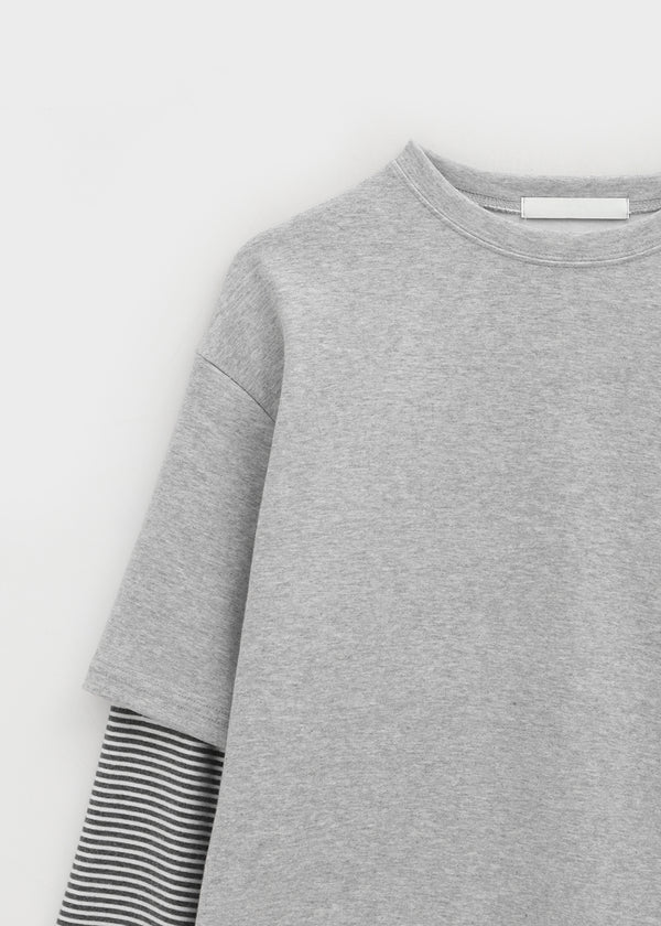 Milat Stripe Short Sleeve Layered Long Sleeve T-shirt