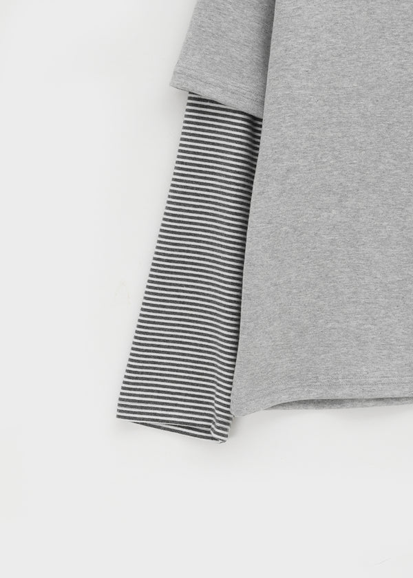 Milat Stripe Short Sleeve Layered Long Sleeve T-shirt
