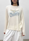 Pilaning Fleece Vintage Print Long-sleeved T-shirt