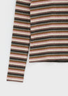 Redon Color Stripe Turtleneck Long Sleeve T-shirt