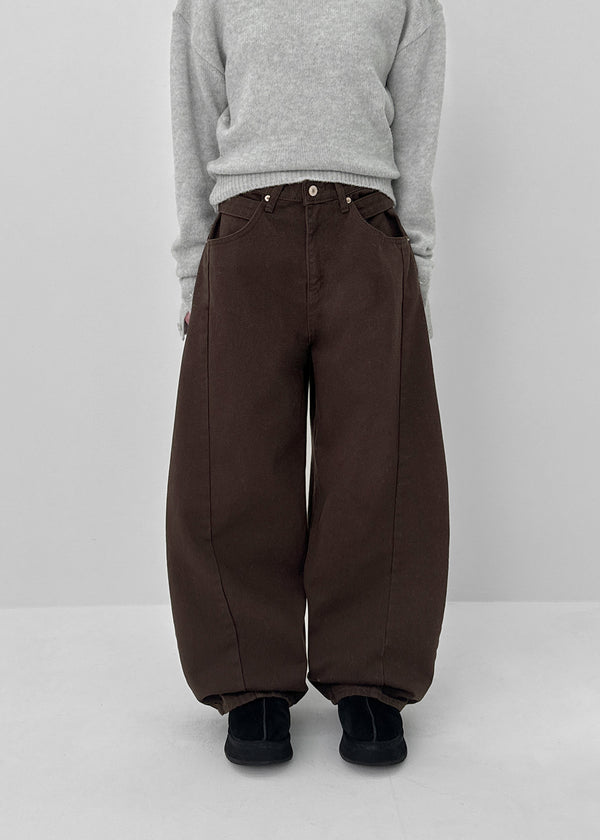 Hohen Button Curve Fleece Wide Pants