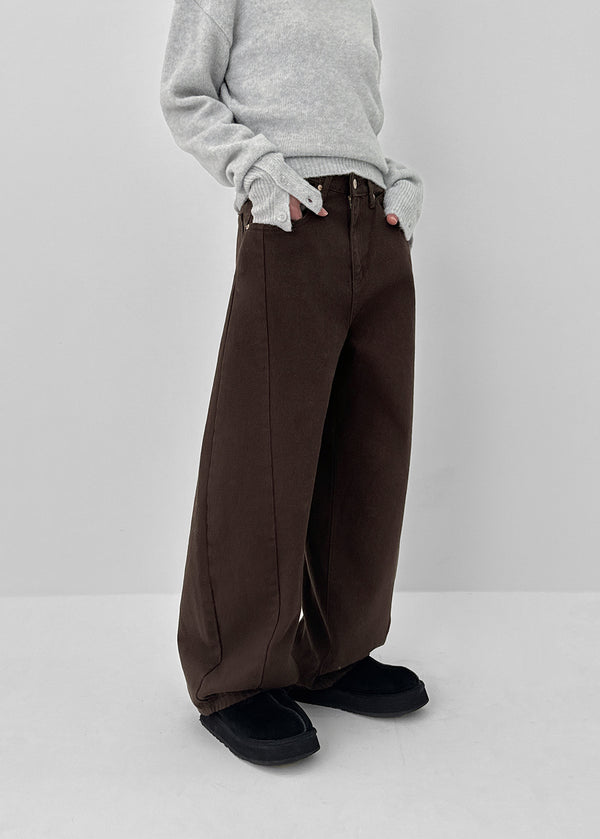 Hohen Button Curve Fleece Wide Pants