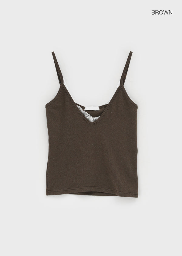 Derbet Deep V-neck Layered Lace Sleeveless