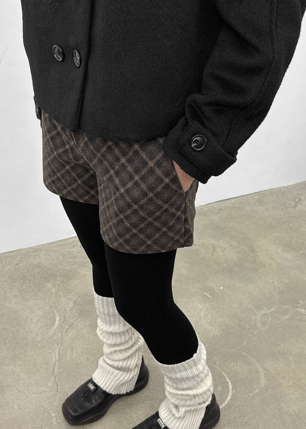Skoya Wool Check Banding Shorts