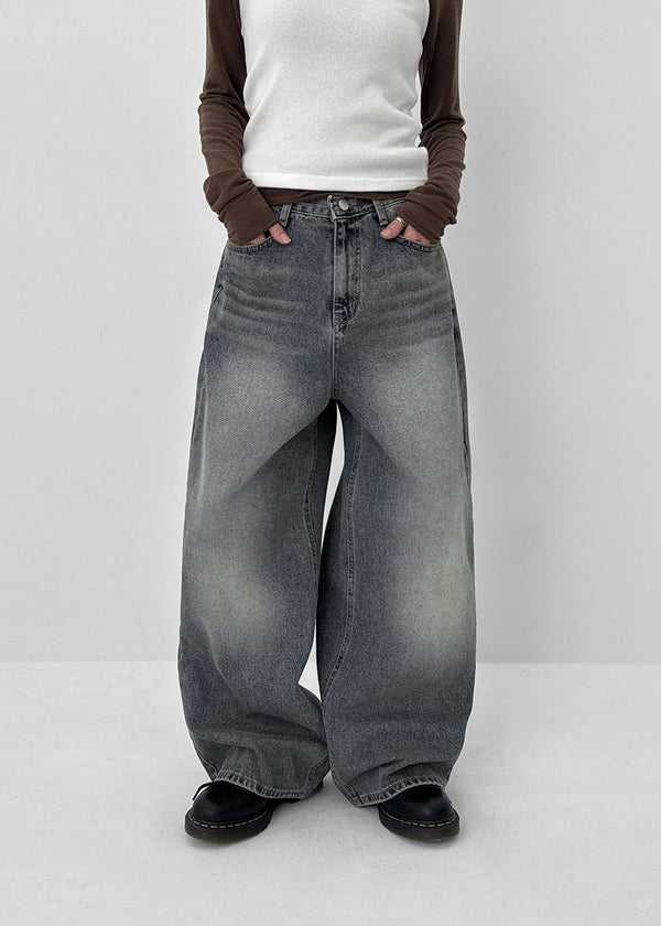 Maoton Washed Wide Denim Pants