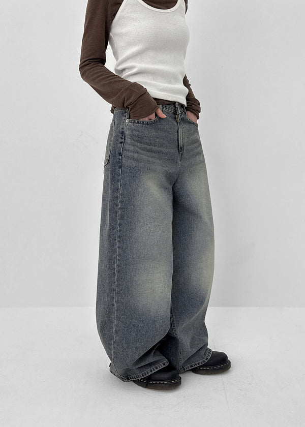 Maoton Washed Wide Denim Pants