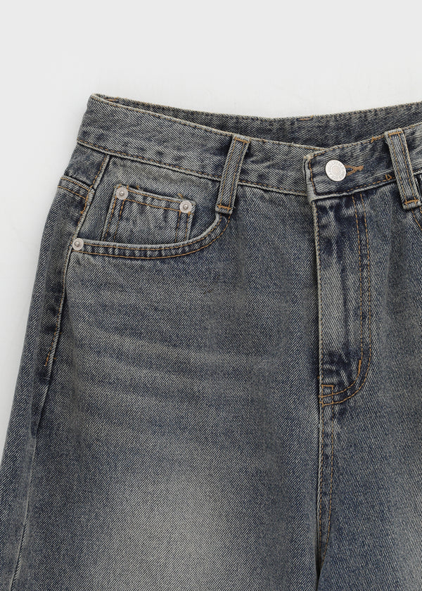 Maoton Washed Wide Denim Pants