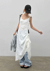 Chellening Wrinkle Sleeveless Long Dress