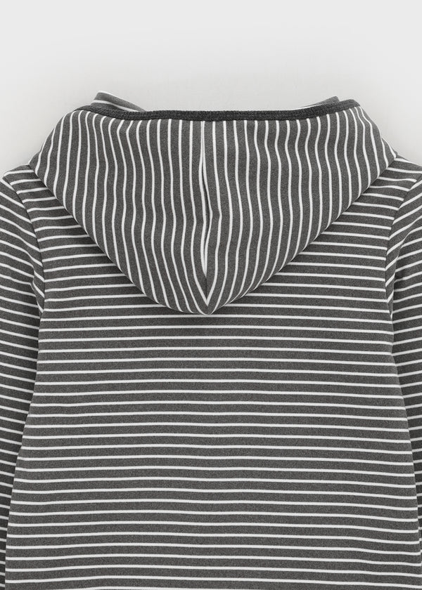 Neton Stripe Fleece Hooded Long Sleeve T-shirt