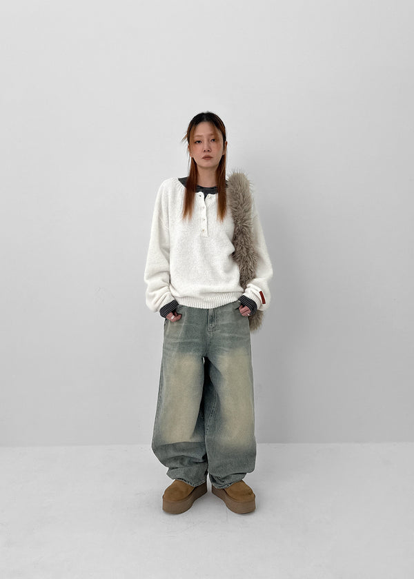 Huton Washed Wide Denim Pants