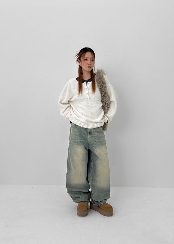 Huton Washed Wide Denim Pants