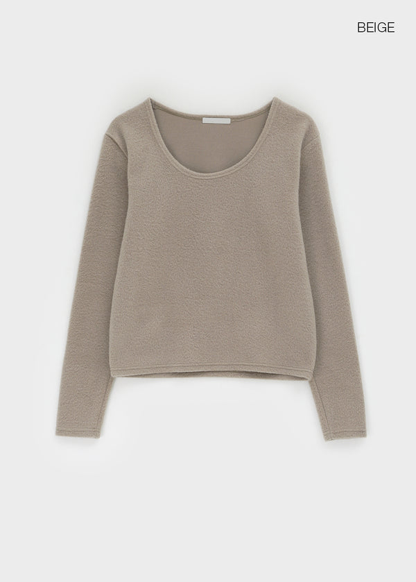 Monchern Fleece U-neck Long-sleeved T-shirt