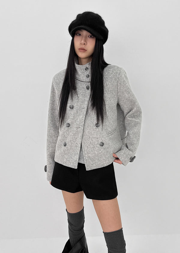 Batit High-neck Double Wool Half Coat (2 OZ)