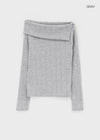 Juti Ribbed Off-shoulder Long Sleeve T-shirt