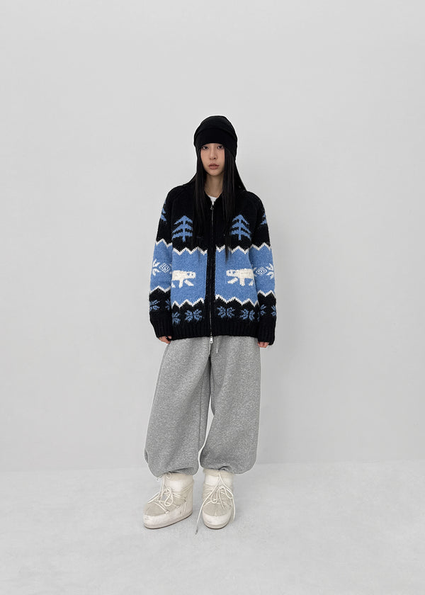 (UNISEX) Penut Incision Fleece Balloon Two-way Pants