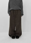 (UNISEX) Quilted Boa Fur Corduroy Wide Balloon Pants