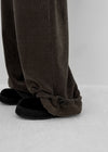 (UNISEX) Quilted Boa Fur Corduroy Wide Balloon Pants