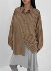 Tochi Peach Fleece Loose Fit Striped Shirt