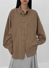 Tochi Peach Fleece Loose Fit Striped Shirt