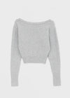 Crovan Wool Sleeve Button Off-shoulder Knit