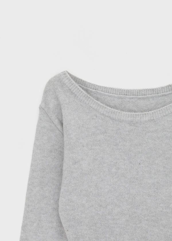 Crovan Wool Sleeve Button Off-shoulder Knit