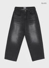 (UNISEX) Comeh Washed Wide Denim Pants