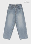 (UNISEX) Comeh Washed Wide Denim Pants