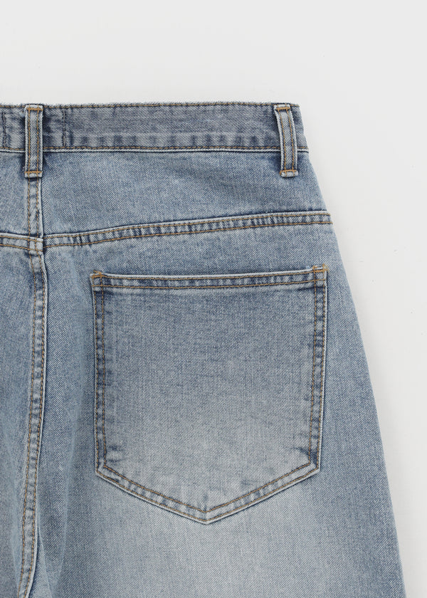 (UNISEX) Comeh Washed Wide Denim Pants