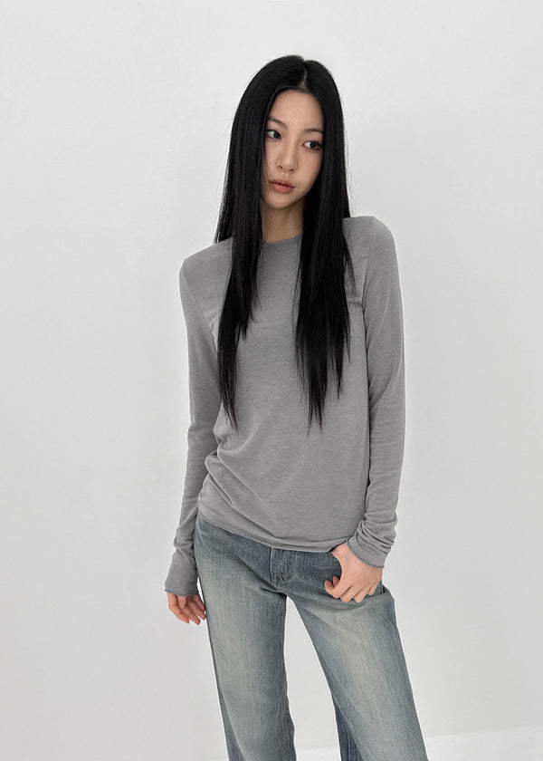 Moteng Basic Round Long Sleeve T-shirt