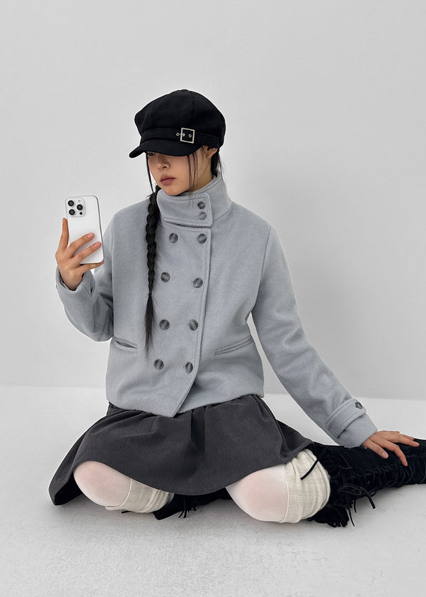 Batit High-neck Double Wool Half Coat (2 OZ)