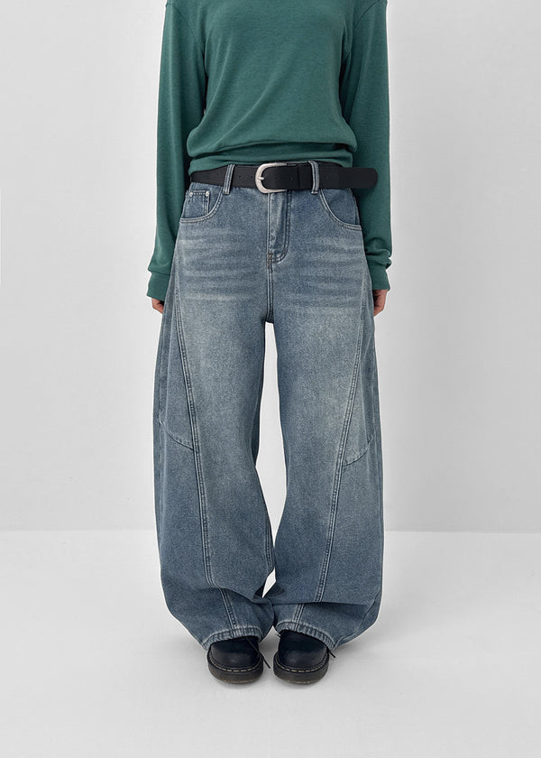 Lien Raised Ribbed Wide Denim Pants