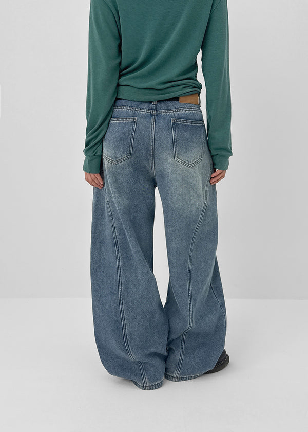 Lien Raised Ribbed Wide Denim Pants