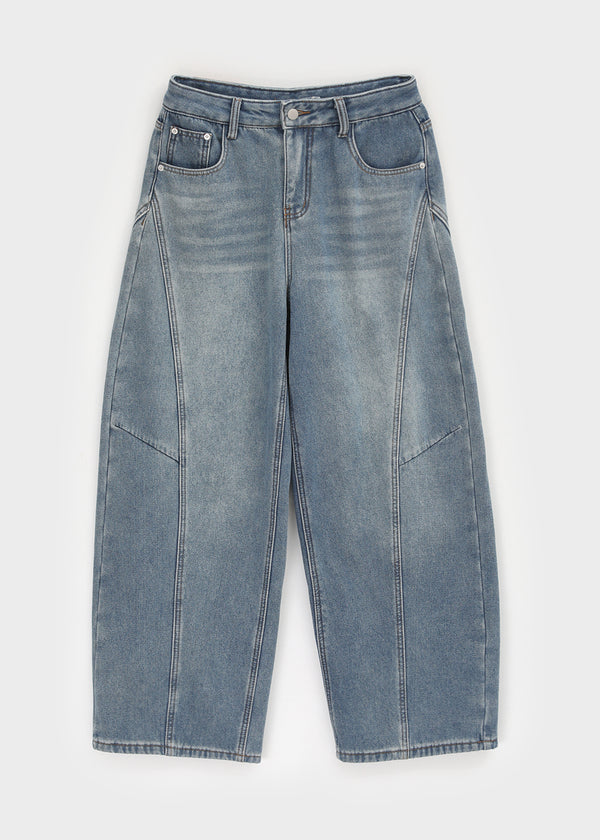 Lien Raised Ribbed Wide Denim Pants