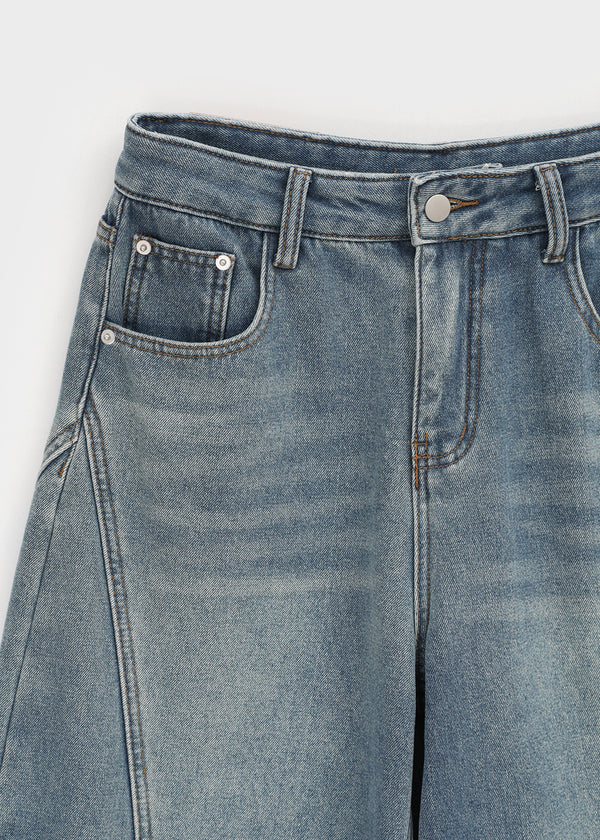 Lien Raised Ribbed Wide Denim Pants