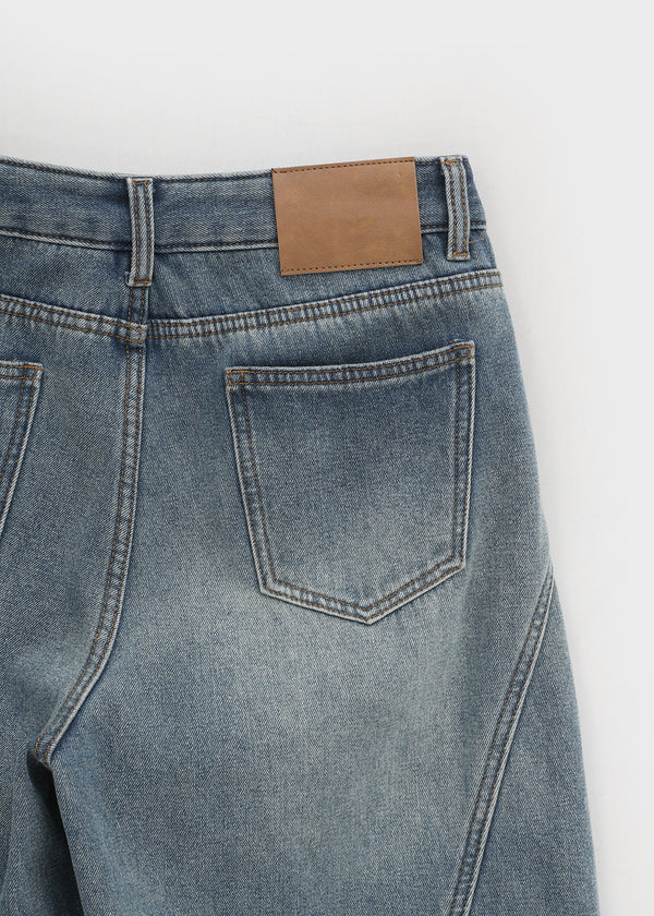 Lien Raised Ribbed Wide Denim Pants