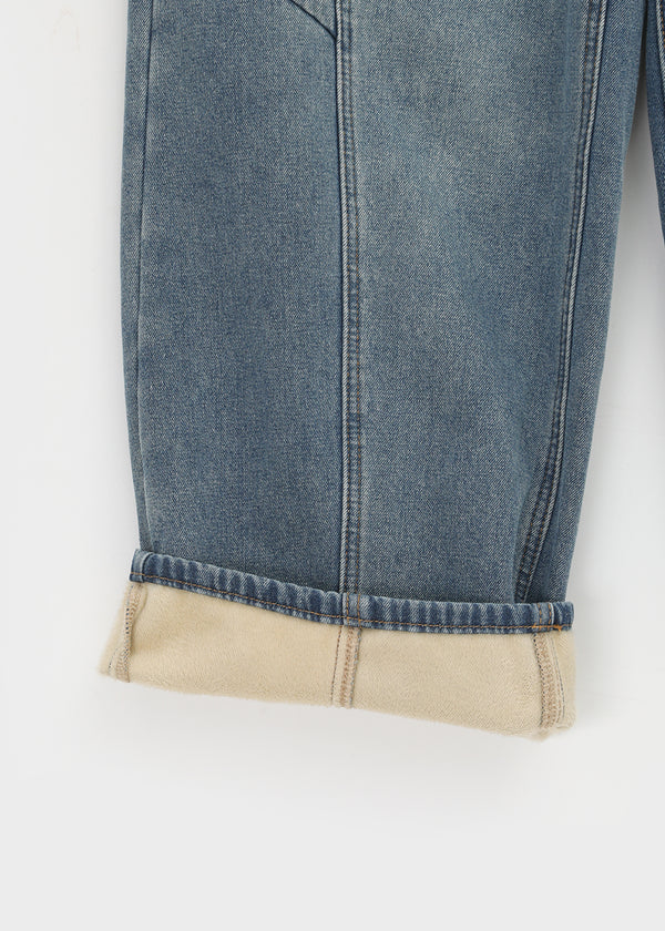 Lien Raised Ribbed Wide Denim Pants