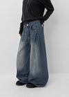 Currenty Washed Cut Fleece Denim Pants