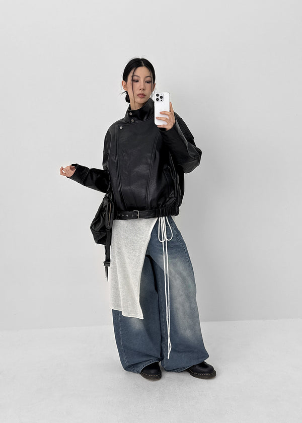 Currenty Washed Cut Fleece Denim Pants