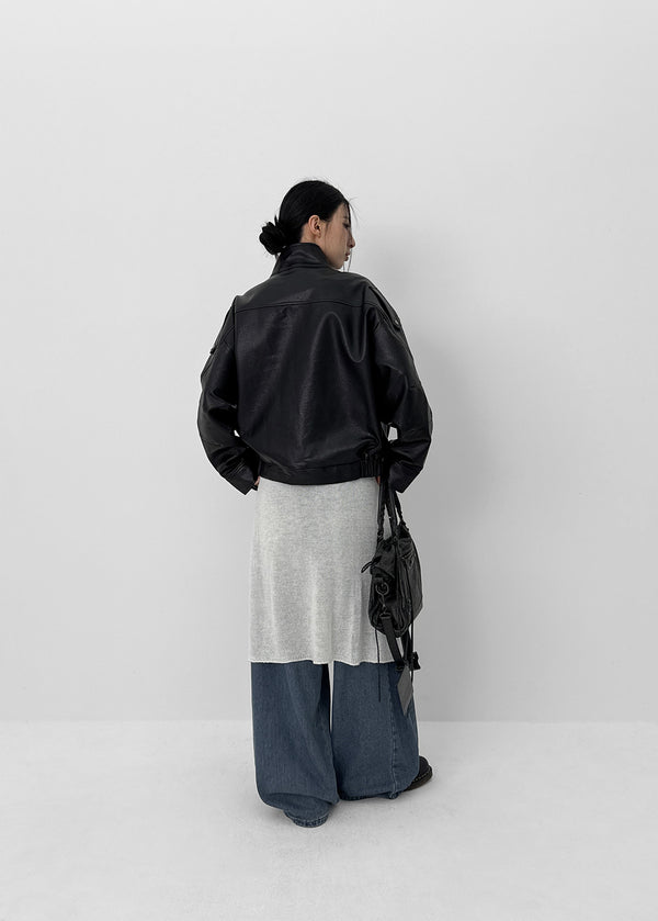 Hote Strap Wool Knit Layered Skirt