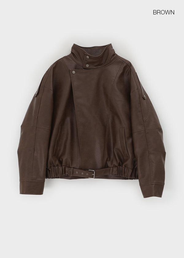 Shagle High-neck Fur Leather Jumper (2 Types) – BLACKUP