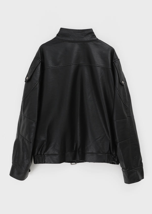 ジャケット・アウター BLACKUP Shagle High-NeckFurLeatherJumper Shagle High-neck Fur Leather Jumper (2 Types) – BLACKUP