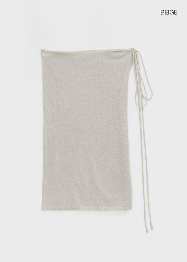 Hote Strap Wool Knit Layered Skirt