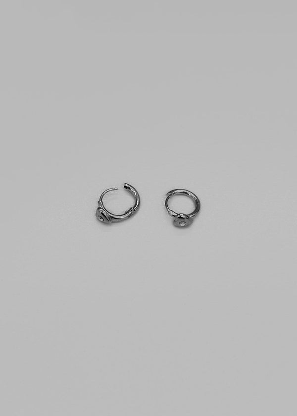 Fehu Mini Cubic Heart Silver Earrings